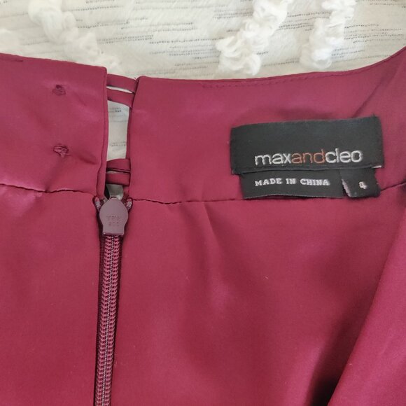 Max and Cleo Burgundy Flowered Dress - Size 4 - Picture 4 of 9